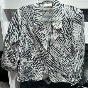 Chico's Monochrome Zebra Print Jacket - Black & White